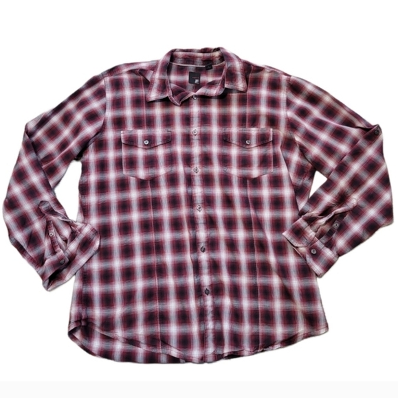 J. Ferrar Long sleeve button up shirt Mens Size XL Plaid red - Picture 2 of 7